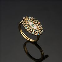 Fashion Eye Shape Colorful Zircon Micro-inlaid Copper Adjustable Ring main image 5