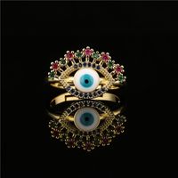 Fashion Eye Shape Copper Micro-inlaid Color Zirconium Opening Ring main image 2