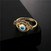 Fashion Eye Shape Copper Micro-inlaid Color Zirconium Opening Ring main image 3