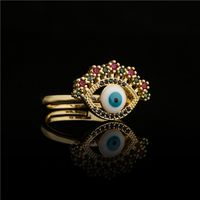 Fashion Eye Shape Copper Micro-inlaid Color Zirconium Opening Ring main image 4
