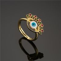 Fashion Eye Shape Copper Micro-inlaid Color Zirconium Opening Ring main image 5