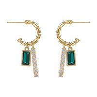 Retro Emerald Inlaid C-shaped Earrings main image 8