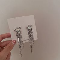 Retro Inlaid Diamond Tassel Earrings main image 1