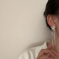 Retro Inlaid Diamond Tassel Earrings main image 3
