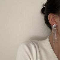 Retro Inlaid Diamond Tassel Earrings main image 4