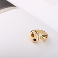 Simple Rough Stone Inlaid Adjustable Open Ring main image 1