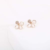 Korean Style Enamel Glaze Diamond Flower Earrings main image 1