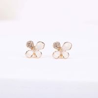 Korean Style Enamel Glaze Diamond Flower Earrings main image 4