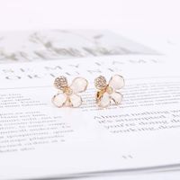 Korean Style Enamel Glaze Diamond Flower Earrings main image 5