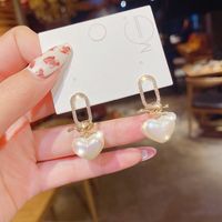 Einfache Herzform Perlen Ohrringe Im Koreanischen Stil main image 3