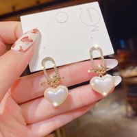 Einfache Herzform Perlen Ohrringe Im Koreanischen Stil main image 5