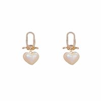 Korean Style Simple Heart Shape Pearl Earrings main image 6