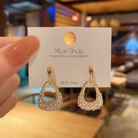Korean Style Pearl Water Drop Geometric Earrings main image 5