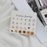 Simple Geometric Alloy Small Earrings Set main image 5