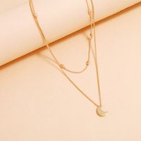 Simple Crescent Moon Pendant Double Layered Necklace main image 4