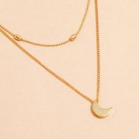Simple Crescent Moon Pendant Double Layered Necklace main image 5