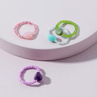 Fashion Crystal Tianhe Stone Beaded Ring Set main image 1