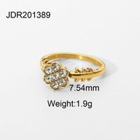 Fashion Snowflake Gold-plated Zircon Stainless Steel Ring sku image 1