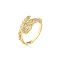 Copper Micro Inlay Aaa Zircon Vintage Bamboo Snake Shape Open Ring 18k Gold Plating Ring Bracelet Cross-border New Product sku image 1