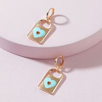 Fashion Drop Oil Heart Lock Earrings sku image 2