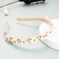 Korean Style Pearl Rhinestone Flower Thin Side Headband sku image 1