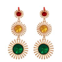 Retro Colorful Geometric Round Long Earrings sku image 3