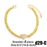 Hip-hop Splicing Chain Copper Inlaid Zircon Heart Necklace Bracelet sku image 1