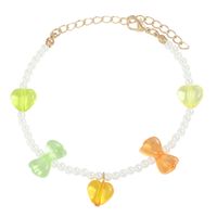 New Acrylic Pearl Heart Color Stitching Beaded Necklace Bracelet Set sku image 1