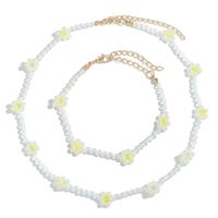 New Ethnic Style Acrylic Small Flower Beads Necklace Bracelet Set sku image 3