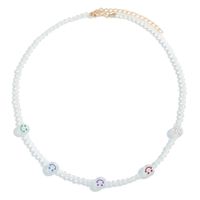 New Contrast Color Smiley Face Acrylic Round Bead Necklace Bracelet Set sku image 2