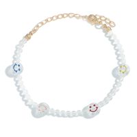 New Contrast Color Smiley Face Acrylic Round Bead Necklace Bracelet Set sku image 1
