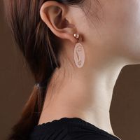 Simple Art Human Face Line Titanium Steel Earrings sku image 3