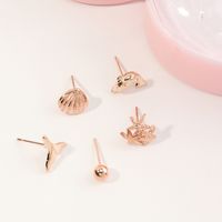 Korean Dripping Oil Craft Shell Dolphin Kid's Earrings main image 3
