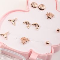 Korean Dripping Oil Craft Shell Dolphin Kid's Earrings main image 5