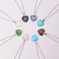 Simple Resin Stone Heart Pendent Necklace main image 2