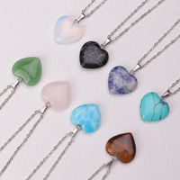 Simple Resin Stone Heart Pendent Necklace main image 6