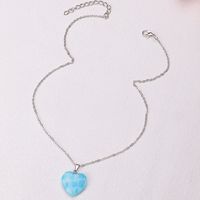 Simple Resin Stone Heart Pendent Necklace main image 5