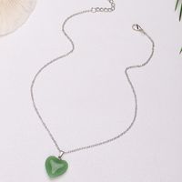 Simple Resin Stone Heart Pendent Necklace main image 4