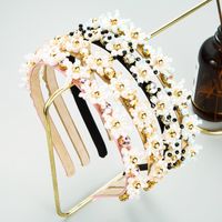 Korean Style Pearl Rhinestone Flower Thin Side Headband main image 1