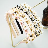 Korean Style Pearl Rhinestone Flower Thin Side Headband main image 2