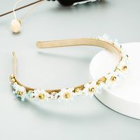 Korean Style Pearl Rhinestone Flower Thin Side Headband main image 5