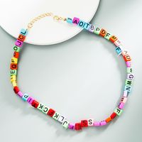 Böhmische Quadratische Buchstaben Handgemachte Perlenfarbe Kurze Halskette main image 1