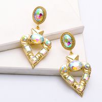 Fashion Diamond-studded Geometric Heart-shaped Earrings main image 3
