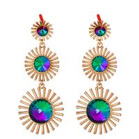 Retro Colorful Geometric Round Long Earrings main image 1