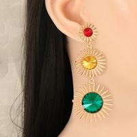 Retro Colorful Geometric Round Long Earrings main image 6