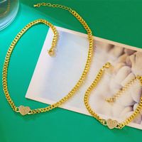 Hip-hop Splicing Chain Copper Inlaid Zircon Heart Necklace Bracelet main image 6