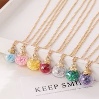 Simple Fluorescent Five-pointed Star Glass Ball Pendent Necklace main image 4