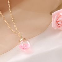 Simple Fluorescent Five-pointed Star Glass Ball Pendent Necklace main image 3