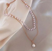 Simple Chain Beaded Pearl Pendant Multi-layer Necklace main image 5