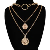 Fashion Portrait Tag Clavicle Chain Alloy Multilayer Necklace main image 5